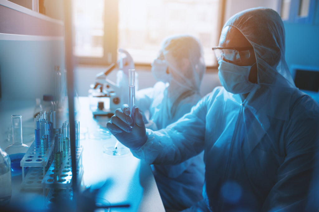 Medical science laboratory. Concept of virus research
